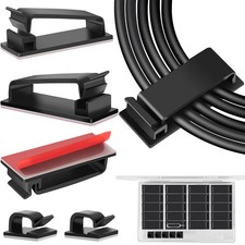 20 PCS Large Cord Clips Adhesive Under Desk Wire Management Black picture
