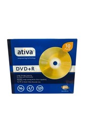 New Sealed 10 Pk ATIVA 495-620 DVD+R  Blank Discs w Slim Cases 16 x 4.7GB picture