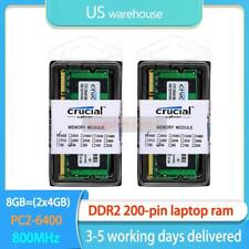 Crucial 8GB (2x4GB) PC2-6400 DDR2-800MHz SODIMM CT51264AC800.C16FC Laptop Ram US picture