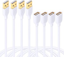 4-Pack 6ft White USB Extension Cables - USB 2.0 Type A Male to A Female Extensio picture