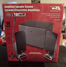 Open Box Cyber Acoustics Amplified Speaker System 3 Piece Subwoofer 2.1 CA-3080 picture