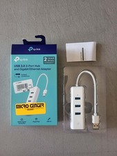 TP-Link UE330 USB 3.0 to Ethernet Adapter 3-Port Hub Gigabit RJ45. Laptop. White picture