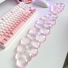 Pink Cloud Mouse Pad and Keyboard Wrist Rest Set Non Slip Soft Gel picture