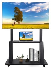 Rolling TV Stand 32-75 Inch Heavy Duty 100lb Mobile Cart Wheels Black Portable picture
