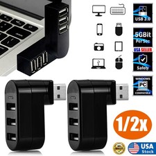 2pcs 3-Port USB Hub [90°/180° Degree Rotatable] USB Splitter USB Expander Multip picture