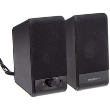 Amazon Basics USB-Powered Computer Speakers with Volume Control 1-Pack, Black  picture