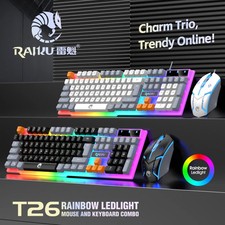 Single Keyboard and Keyboard Mouse RAIKU T26 Three Tone Luminous Keyboard Mouse  picture