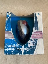 Vintage Logitech Cordless Optical TrackMan Trackball Mouse Rare NO Receiver picture