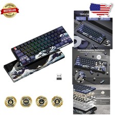 XVX Wireless 60% Mechanical Keyboard, RGB, Hot-Swap Linear Switch, Kanagawa Art picture