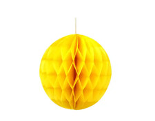 YELLOW - GENERIC 10IN/25CM HONEYCOMB PAPER BALL WITH RIBBONS picture