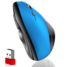 memzuoix Ergonomic Vertical Wireless Mouse - 2.4G Optical Large, Blue picture