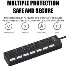 2 x 7-Port USB 2.0 Multi Charger Hub +High Speed Adapter ON/OFF Switch picture