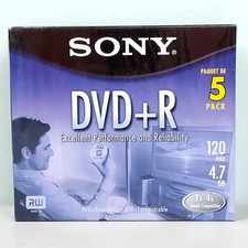 Sealed Sony DVD + R 5 Pack Discs with Cases 120 min 4.7 GB Blank DVDS picture