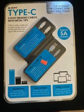 New In Package Atomi Type-C 3-foot Braided Cables with Metal Tips 2 pack picture