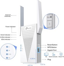 TP Link RE615X AX1800 WiFi 6 Range Extender with Ethernet Port 1.8G Dual Band picture