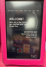 Fully functional First Gen Amazon Kindle Fire, rooCASE Pink Folio Case, Charger  picture