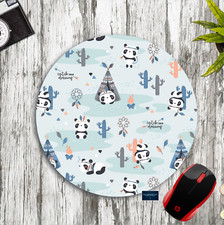 PANDA BEARS CACTUS & TEEPEES PATTERN CUSTOM NONSLIP PC LAPTOP MOUSEPAD DESK MAT picture