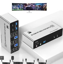 8K@60Hz Triple Monitor KVM Switcher Hub 2 HDMI + 1 Displayport output + USB  picture