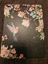 Rotating IPad Case 10.9/11 Inch, Black With Flowers And Hummingbird picture