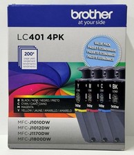 New Genuine Brother LC401 Black Cyan Magenta Yellow 4PK Ink Cartridges Box picture