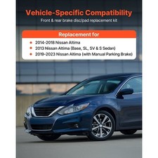 Front and Rear Brake Kit Compatible with 2013 Nissan Altima (Base, SL, SV & S Se picture