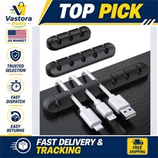 SOULWIT 3 Pcs Silicone USB Cable Holder Clips Self Adhesive Black picture