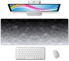 Wasica Extended Gaming Mouse Pad, White Grey Geometric picture
