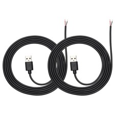 2Pcs 1.5m/4.92Ft USB Pigtail Cable, 5V 2.4A USB A to 2 Pin Bare Wires, Black picture