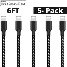 5Pack 6FT USB Fast Charger Cable Data Charging Cord For iPhone 13 12 11 XR 8 7 6 picture