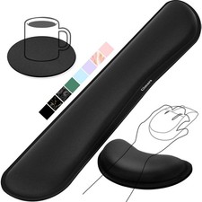 Gimars Upgrade Enlarge 3-piece set (keyboard rest+mouse rest+coaster), Black picture