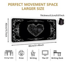Large Gothic Design Mouse Pad - Stylish Black And White Heart And Skeleton, Ex picture