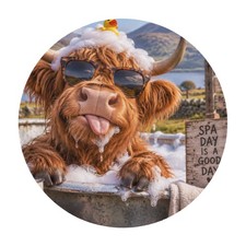 Fun highland cow round mouse pad picture
