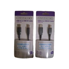 Infinitive Computer USB-A to USB-B Cable USB 2.0 6ft New lot of 2 picture