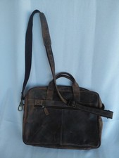 KomalC Passion Leather Briefcase Messenger Vtg Style Laptop Crossbody 16x12x3 picture