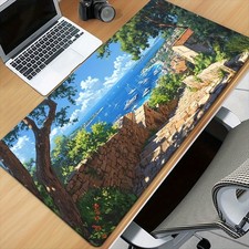 1pc XXL Mouse Pad, Featuring Seaside Village And Blue Ocean Design - Large Non picture