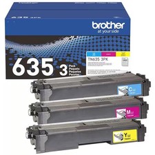 Pack of 3 Brother TN635 Cyan, Magenta, Yellow Toner Cartridge OPEN BOX picture