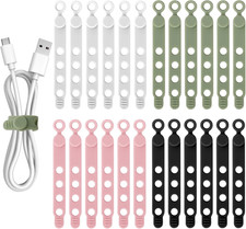 24Pcs Silicone Cable Ties Cord Organizer Cable Management - 4 Colors picture