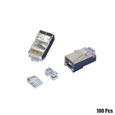 100x Cat6A RJ45 8P8C Network LAN Shielded Modular Plug Connector Stranded Cable picture
