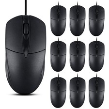 SUNYIWJIE 10 PCS Black Wired Computer Mouse Bulk USB 1000 DPI 3 10 picture