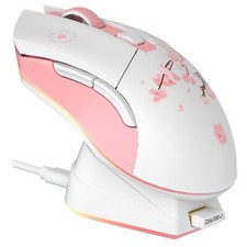 DAREU Sakura Pink Wireless Gaming Mouse with Charging Dock Rechargeable RGB,1... picture