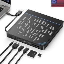 DVD CD RW USB External CD RW Disc Burner Drive Reader Windows 7 10 11 Laptop PC picture