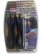 USB Premium Device High SPEED Cables 2 PACK Black Gold Plated 6.5 Foot STRATITEC picture
