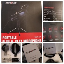 Elegiant Portable Plug & Play Condenser UBS Black Microph EGM-04 (K38) 8-Bit NEW picture
