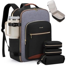LOVEVOOK 40L Travel Backpack for Women & Men, Airline Large, Black-grey-brown picture