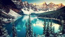 Landscape lake forest moraine mountains canada pine Custom Gaming Mat Desk picture