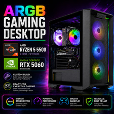 Custom Build ARGB Desktop Ryzen 5 5500 GAMING PC 32GB RAM 1TB SSD RTX 5060 Win11 picture