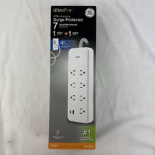 GE UltraPro 7 Outlet Surge Protector, USB-C, USB-A Charging, 4 ft Braided Cord picture
