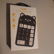 iJoy Wireless Molded Cat Number Pad Numeric Keypad – Black Cat – 18 Keys - New picture
