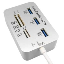 Aluminum 3 Port USB 3.0 Hub MS SD M2 TF Multi-In-1 Memory Card Reader Adapter US picture