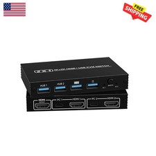 Plug and Play HDMI KVM Switch 1 Monitor for 2 Computers 4K 60Hz 4 Way USB 2.0... picture